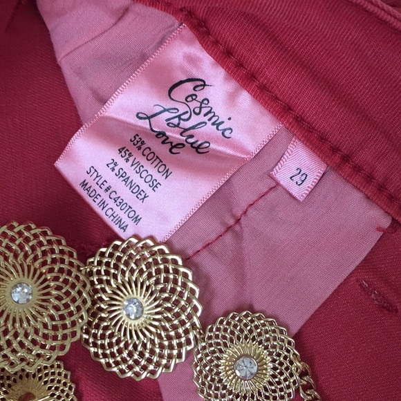 Cosmic Blue Love Women's Cropped Ankle Pants in Coral - Picture 16 of 16